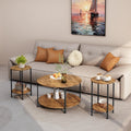 Farmhouse 3-Piece Coffee Table and End Table Set for Living Room | Round Coffee Table Set of 3 with Storage