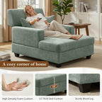 VANOMi 55.5" Chaise Lounge Chair with Adjustable Backrest, Chenille Sage