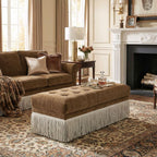 Hyfirm 47-Inch Chenille Ottoman Bench Vintage Tufted Fringe Design Brown | From bedroom dressing to living room lounging, this bench serves as an end-of-bed seat, sofa footrest, or entryway accent