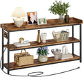IRONCK Console Table with Power Outlet, One Piece Top, Sofa Table 55" | Entryway Table with Storage, Narrow Hallway Table for Entryway, Living Room, Foyer, Height Adjustable, Easy Assembly