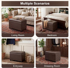 Joveco 24" Leather Storage Ottoman Bench, Rectangle Foot Rest Stool for Living Room, Bedroom, Entryway, Brown