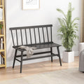 Wisuce Bamboo Dining Bench, Entryway Bench with Spindle Back (Black) | Bamboo & H-Shaped Support, Ergonomic Tilted Spindle Back, Multi-Scene Use, Easy Assembly & Maintenance
