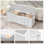 VANKILEY 47.2" Storage Chest Extra Large, Storage Bench.(White) | Wooden storage chest with 2 hinges,47.2"Lx15.7"Wx19.1"H.Storage bench for bedroom,living room,entryway and blanket storage
