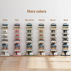 TUTOTAK Narrow Bookshelf, 8-Tier Bookcase, Spine Book Shelf for Small Space, Corner Standing Shelf for Living Room, Office, Study, Entryway, White BS06BW008