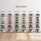 TUTOTAK Book Shelf, Narrow Spine Bookshelf, 8-Tier Bookcase for Small Space