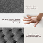 Yaheetech 28in Square Storage Ottoman Coffee Table with Nailhead, Dark Gray | Button-Tufted Linen-Look Fabric Bench, 3.2C Storage Space, Wood Legs, Metal Hinges, for Bedroom Foot of Bed Living Room