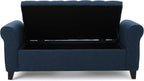 ‎GDF Studio Keiko Fabric Armed Storage Bench, Dark Blue, Dimensions: 19.75”D x 50.00”W x 20.5”H