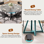 Round Dining Table Set for 6, Kitchen Table and Chairs for 6, Circle Table Round Pedestal Dining Room Dinner Dinette Table Set,7 Piece Space Saving Wood Kitchen & Dining Room Tables (Grey, 51In)
