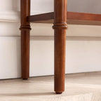 Leick Home Coastal Console Table, Solid Wood, with Drawer and Shelf, for Entryways, Hallways, and Living Rooms, Pecan Brown, 20027-PC