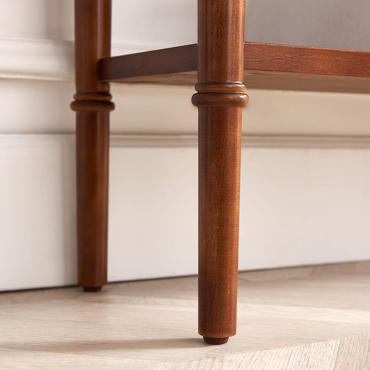 Leick Home Coastal Console Table, Solid Wood, with Drawer and Shelf, for Entryways, Hallways, and Living Rooms, Pecan Brown, 20027-PC