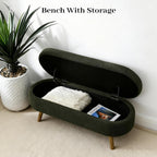 Storage Bench, 43" Storage Ottoman Bench, Shoe Storages Benches for Bedroom, Upholstered Entryway Benches with Seating, Rubber Wood Legs for Bedroom, Living Room, Entryway, Bed Side, Green