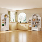 IRONCK 70.9 in Kitchen Pantry with Large Drawer Adjustable Shelves | kitchen pantry; 2 doors; large drawer; adjustable shelves; arched open shelving