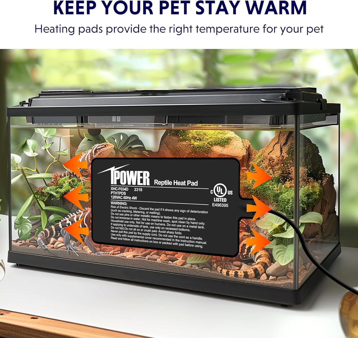 iPower 4X7 Inch Reptile Heat Pad Under Tank Heater Terrarium Warmer Heating Mat for Turtles Lizards Frogs and Other Small Animals