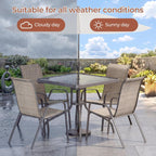 TLSUNNY Patio Dining Set 5 Pieces, All Weather Outdoor Furniture W/30"X 30" Table and 4 Stackable Textilene Chairs, Metal Table and Chairs for Lawn, Garden, Poolside, Backyard (Umbrella not Included)