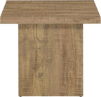 Square Coffee Table Set, End Table Set, Engineered Wood Living Room Tables, Mango Finish Laminate Veneer, Grain Look, Oversized Block Bases, 3-Piece