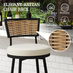 PIZZELLO Patio Swivel Bar Stools Set of 4, Outdoor Bar Height Chairs, Swivel Patio Bar Chair with Cushions, Counter Height Wicker Barstools for Outside Backyard Balcony