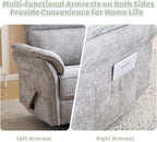 Oversized Swivel Rocker Recliner with Adjustable Headrest, Rocking Chair Nursery with Overstuffed Armrest, Manual Rocker Recliner Nursery Chair for Living Room,Light Grey