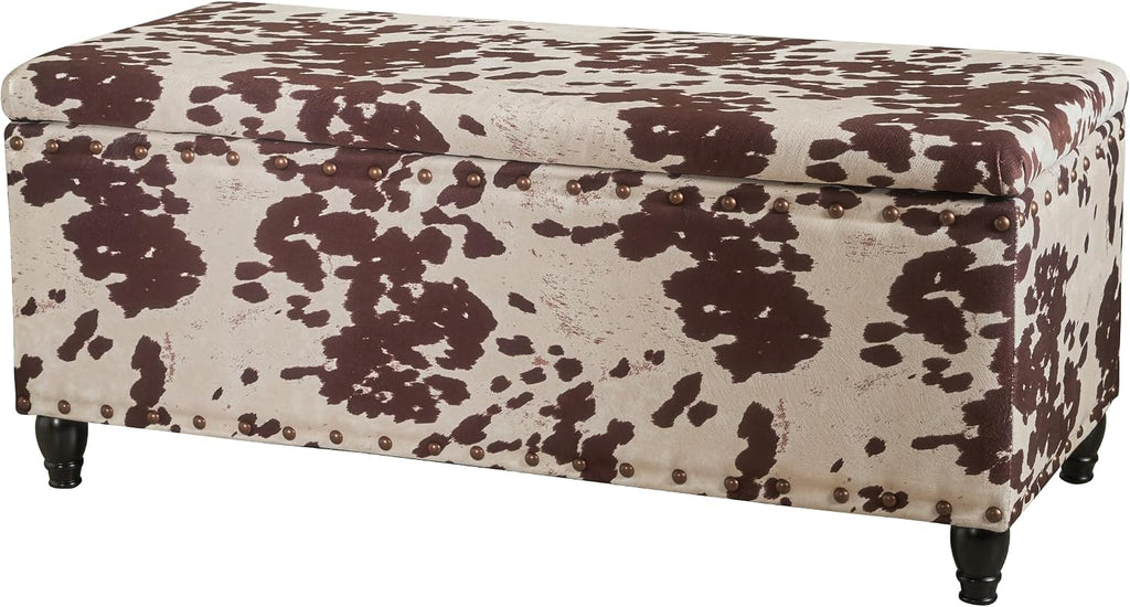 Storage Ottoman for Bedroom End of Bed, Bench Seating with Storage, Large Storage Chest for Living Room with Safety Hinge, Flip Top Benches Furniture for Entryway/Office (Cream+Dark Brown)
