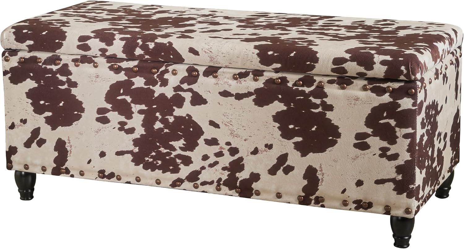 Storage Ottoman for Bedroom End of Bed, Bench Seating with Storage, Large Storage Chest for Living Room with Safety Hinge, Flip Top Benches Furniture for Entryway/Office (Cream+Dark Brown)