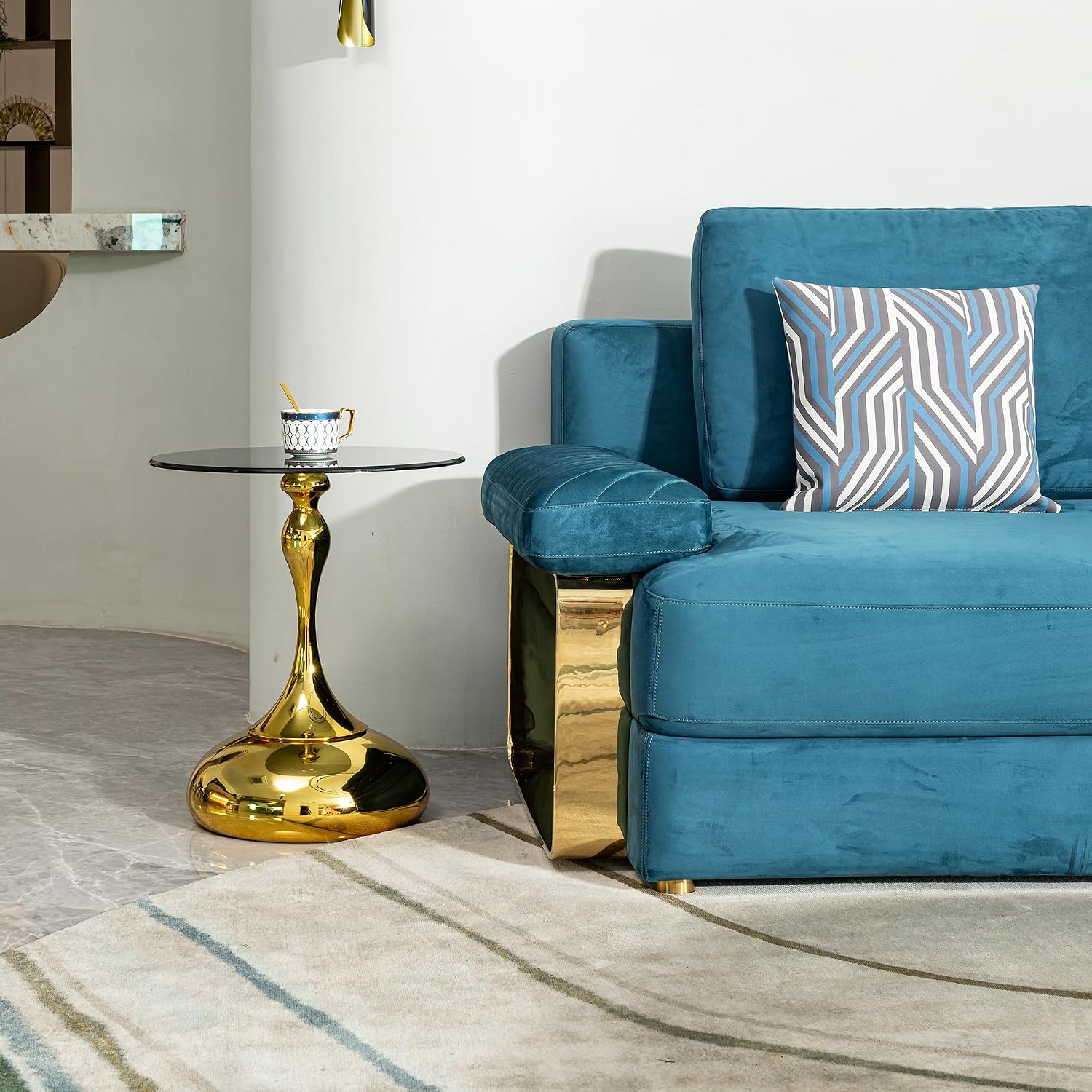17 inches Metal Small RoundSofa Side Table, Coffee Drink Cocktail Table, Small Accent Pedestal Table for Living Room Corners and Small Spaces