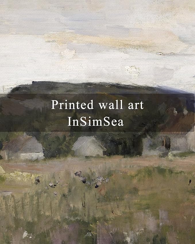InSimSea Framed Wall Art for Living Room Vintage Landscape Wall Prints Framed Canvas Art Wall Decor Abstract Serene Countryside Scene Wall Prints Mid Century Modern Decor for Bedroom Office 11x14in