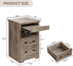 LIKIMIO Nightstand Set of 2, Night Stand with Pull Out Tray, Wooden Bedside Table with 2 Drawers and Open Shelf, Side Table for Bedroom, Grey