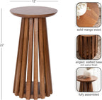 Kate and Laurel Klarc Modern Slatted Wood Round Drink Table, 12 x 12 x 22, Walnut Brown, Circle Pedestal Table for Use as Bedroom Nightstand, Indoor Plant Stand, or Decorative Living Room Accent