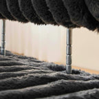 Aoowow Faux Fur Bedroom Ottoman Bench 49.6" Long Ottoman Benches for Living Room Bed End Rectangular Window Entryway Bench Footrest with Golden Metal Legs (Without Storage, Charcoal Grey)