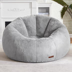 Hobestluk Large Beanbag Chairs for Adults Donut-Shaped Plush Sofa Couch | Grey, Oversized Bean Bag Chair with Faux Fur Cover Foam Filling Cozy Lounger for Bedroom Living Room Reading