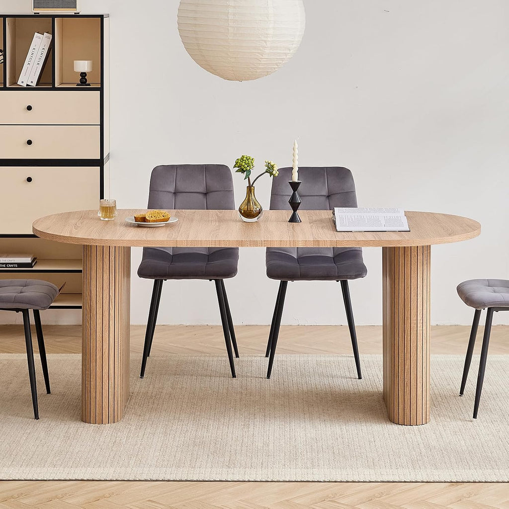 70.8" Modern Dining Table for 6 8 People Farmhouse Kitchen Dinner Table with Large Tabletop Dining Room Table for Dining Living Room Apartment Office Home (Natural)