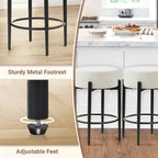 Murago Counter Height Bar Stools, Set of 2, 24" Modern Backless Bar Stools, Ideal for Kitchen Counter, Kitchen Island, Boucle Sherpa Padded Cover, with Round Soft Seat and Foot Rest, White