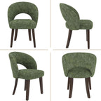 Dining Chairs Set of 4, Mid Century Modern Dining Chairs with Solid Wood Legs, Curved Back Kitchen Chair Farmhouse Side Upholstered Chairs for Kitchen Dining Room, Green