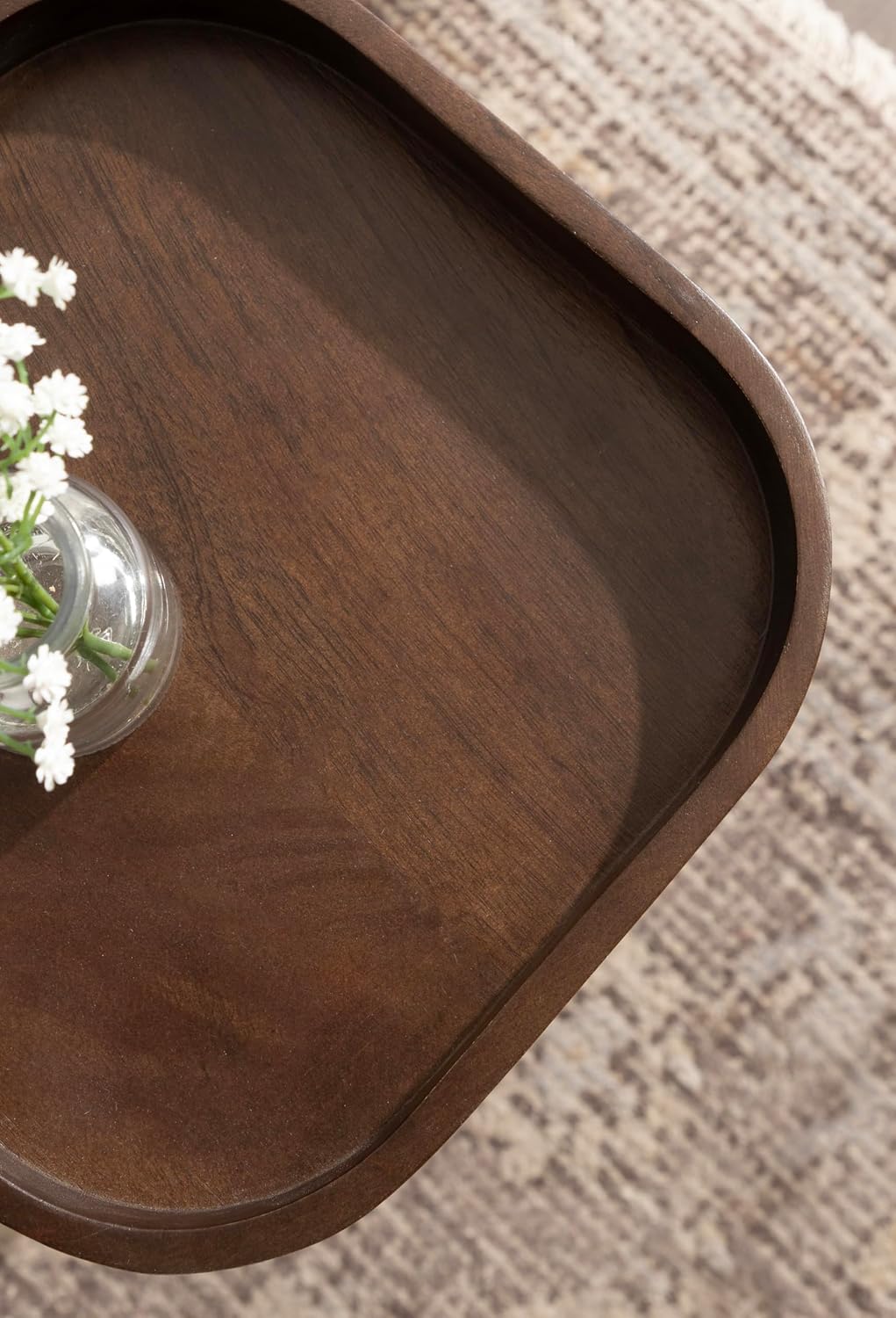 Kate and Laurel Woodrow Modern Mango Wood Square Drink Table, 10 x 10 x 24, Dark Brown, Transitional Rounded Square Mini Table for Use as Indoor Plant Stand or Wooden Living Room Accent