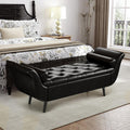 Storage Bench for Bedroom, 65" End of Bed Bench King Size, Faux Leather Tufted Upholstered Window Bench Indoor Foot of Bed Storage Ottoman Long Seating with Arm for Living Room Entryway, Black