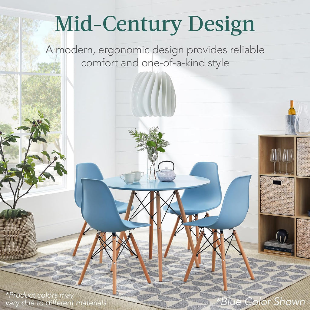 Best Choice Products 5-Piece Dining Set, Compact Mid-Century Modern Table & Chair Set for Home, Apartment w/ 4 Chairs, Plastic Seats, Wooden Legs, Metal Frame - Dark Green/Walnut