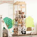 AMBIRD Stuffed Animal Storage, Wood Stuffed Animal Zoo Holder, Large Kids Toy Organizers, Plushies Storage for Boys Girls Bedroom, Playroom, Nursery (15.75 x 15.75 x 55 inch)