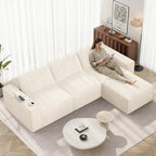 Vesgantti 114" L Shaped Couch, Deep Seat Sectional Sofa, Beige | Oversized 3 Seater Modular Couch with Ottoman, Cloud Sofa for Living Room, No Assembly Required, Free Combination, Chenille