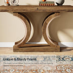 Tribesigns 43-Inch Farmhouse Curved Console Entryway Table for Living Room | 2 Tier Diaplay Space, Unique Curved Base, Adjustable Leg Pads, Sofa Table Behind the Couch,Thickened Sturdy Tabletop