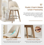 Zesthouse Swivel Bar Stools Set of 2, Wood Counter Height Chairs with Backs | 26" Wooden Bar Stools with Distressed Solid Wood Leg, Upholstered Linen Fabric Barstools, Vintage Kitchen Island Chair, Beige