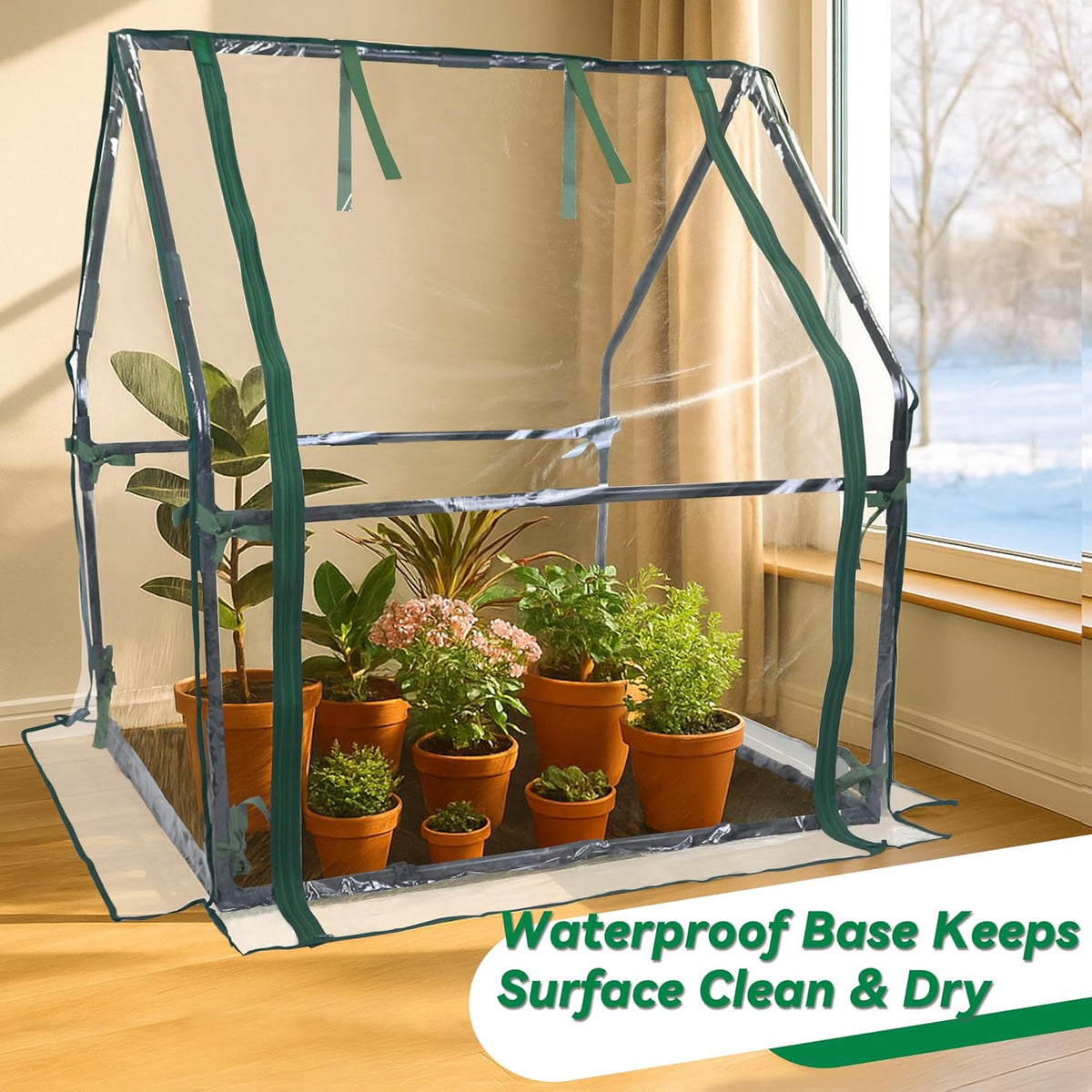 Gardzen Mini Greenhouse Indoor with Waterproof Bottom, Heavy Duty Portable Green House for Outdoor, Ideal for Seed Starting, Germination and Weather Protection, 36.2"(L) x 36.2"(W) x 42.5"(H)