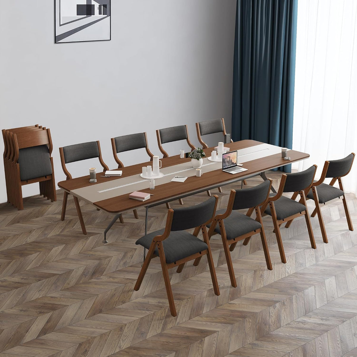 Folding Upholstered Dining Chairs 2-Piece Set,Ready to go. | Upholstered with padded seat and backrest, Solid Wood legs, Modern Side Chair, No Assembly Required,Foldable & Space-Saving