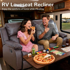 Faux Leather Manual Recliner Sofa Set, 3 Piece Living Room Furniture Set, Loveseat Reclining Couch and 2 Recliner Chairs for RV Home Theater (Brwon)