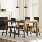 YATINEY Dining Chairs Set of 4, Kitchen Chairs with Metal Frame, Slanted Back, Industrial Dining Chair Set, for Kitchen, Living Room, Dark Walnut and Black CY03L4BH