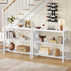 Hoctieon Industrial Console Table, 3 Tier Entryway Table, Metal Frame, Sofa Table with Shelf, Hallway Table, Entrance Table for Entryway, Living Room, Foyer, Hallway, White