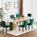 Modern Extendable Dining Table for 6-8-10,Rustic Expandable Oval Kitchen Tables,63-79-94 Inch Large Dining Table with Faux Travertine Top and Storage Pedestal Base