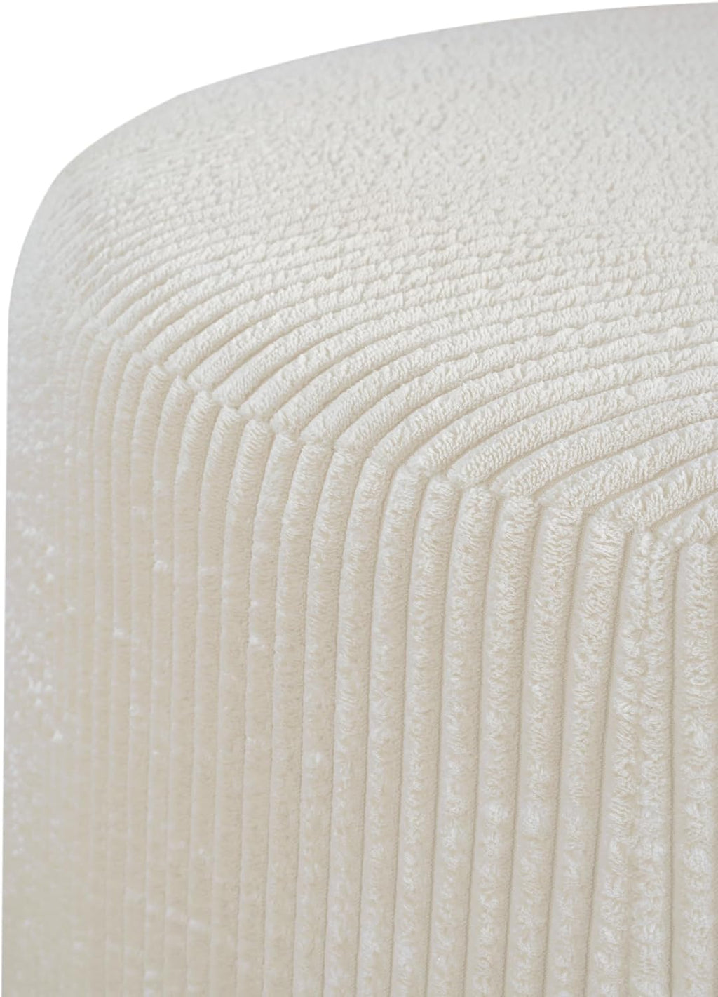 Merax 30.25" Modern Upholstered Round Corduroy Ottoman, Multifunctional Extra Seat, Side Table, Foot Rest, Stuffed Pouf Footstool for Living Room Bedroom, Beige