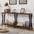 HOMISSUE Sofa Console Table, 70.9" Extra Long Sofa Table with 2-Tier Storage, Industrial Narrow Console Tables Behind Couch, Hallway Table for Entryway, Living Room, Rustic Brown