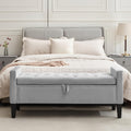 Velvet Storage Ottoman Bench, 46'' Upholstered Button Tufted End of Bed Bench, Modern Storage Bench for Bedroom, Living Room, Entryway, Grey