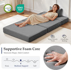 Youzi Folding Sofa Bed Convertible Sleeper Chair with Pillow, 4-in-1 Foldable Mattress Futon Couch Bed to Lounge Chair for Living Room, Bedroom, Dorm & Guest, Washable Cover, Dark Gray, Twin