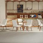 MALOL Modern Dining Chairs Set of 4, Upholstered Kitchen Chairs with High Back, Padded Fabric Dining Room Chair with Solid Wood Legs for Restaurant/Cafe/Home, Beige